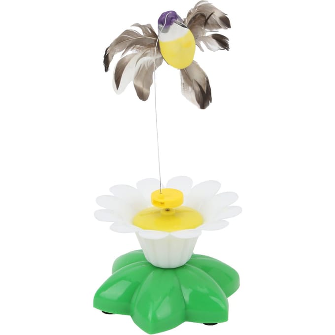 Jouet Chat Oiseau Volant Électrique Mouvement Volant Réaliste Jouets Interactifs pour Chaton Petits Animaux white