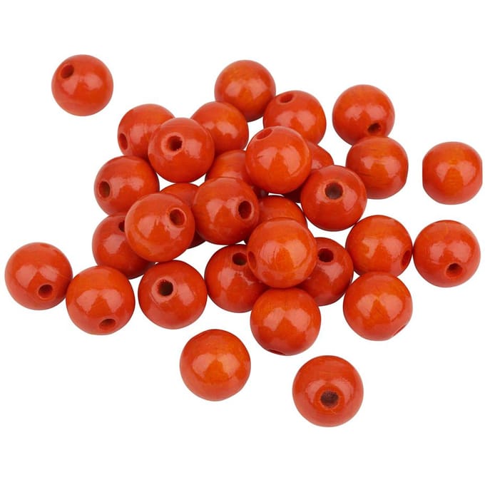 Houten kralen, Ø 12 mm, 30 stuks - Oranje