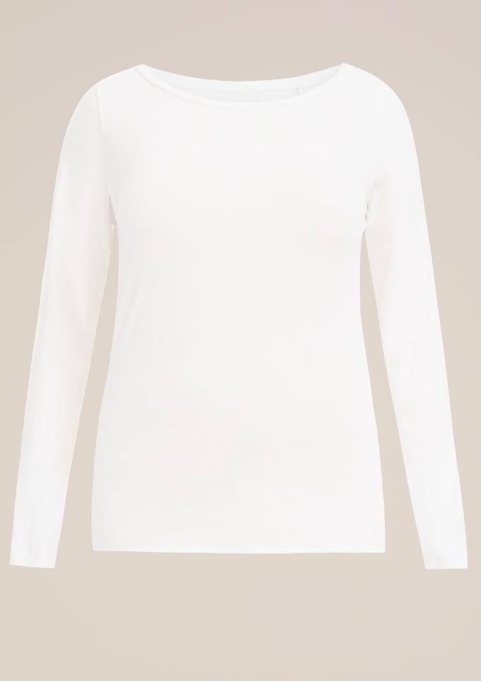 WE Fashion Dames T-shirt met boothals- Curve