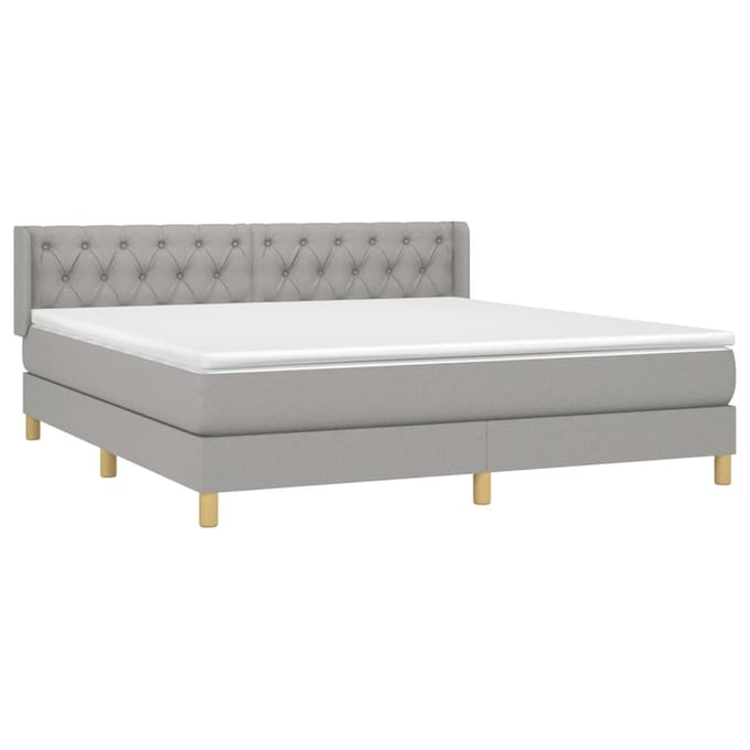 vidaXL - Boxspring - met - matras - stof - lichtgrijs - 160x200 - cm
