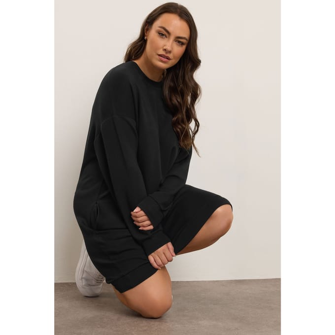 Yours Zwarte Sweatshirtjurk Met Zakken Size 46