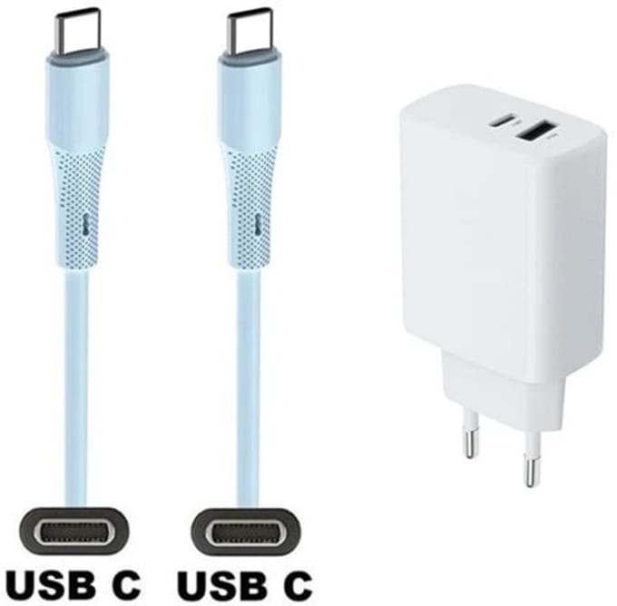30W super snellader met 2 poorten + 1,0m USB C naar C kabel. Universele PD lader. Oplader adapter past op Kobo (Rakuten) eReader Elipsa, Elipsa 2E, Sage, Libra 2, Libra Colour, Clara 2E, Clara Colour, Clara BW - Kindle (Amazon) Scribe