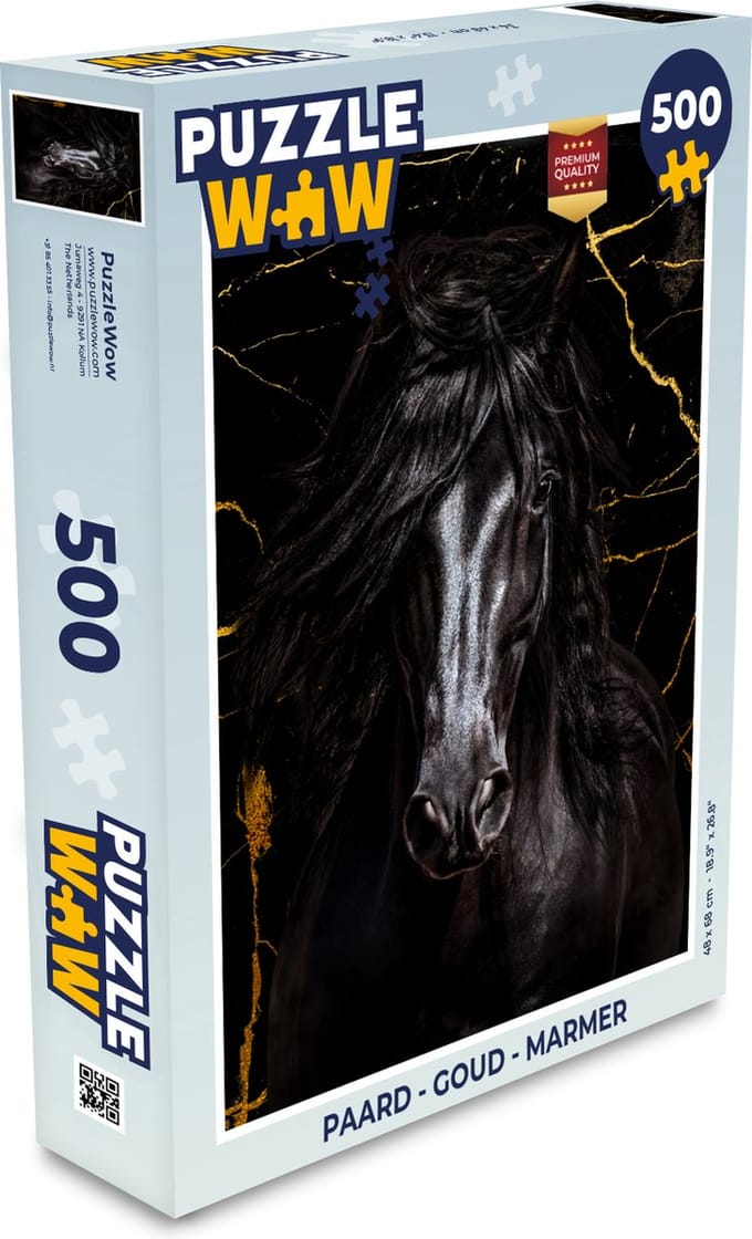 Puzzel Paard - Goud - Marmer print - Legpuzzel - Puzzel 500 stukjes