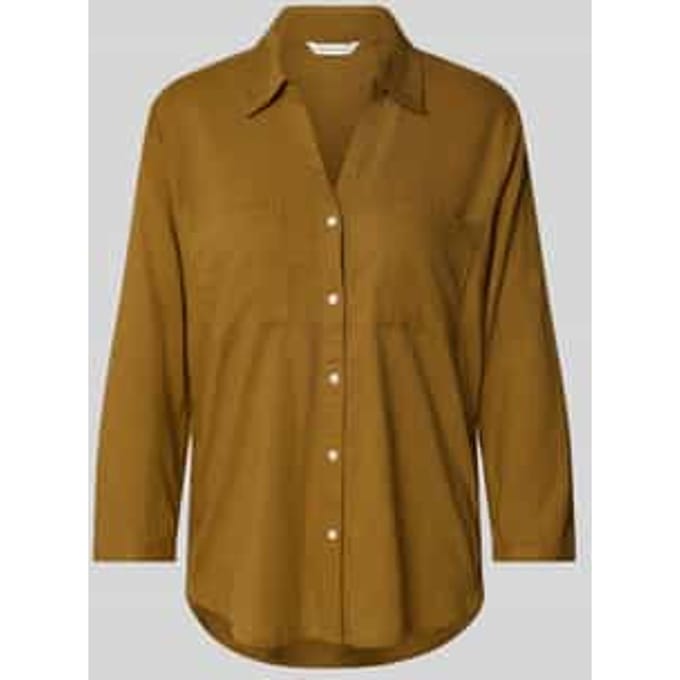 Regular fit blouse met lange mouwen van een mix van linnen en viscose