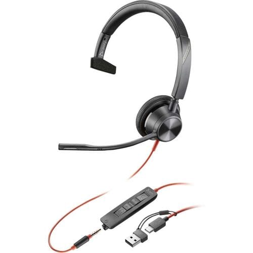 HP Poly Blackwire C3315 On Ear headset Kabel Mono Zwart Ruisonderdrukking (microfoon), Noise Cancelling Headset, Volumeregeling, Microfoon