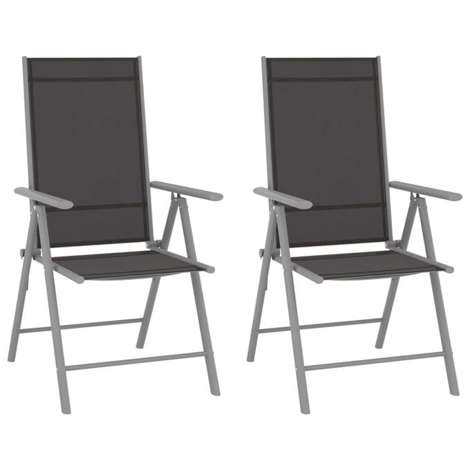 vidaXL - Opklapbare - stoelen, - 2 - stuks, - Textilene, - zwart
