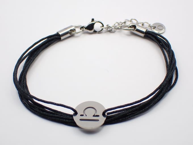 Colure® armband sterrenbeeld Weegschaal zwart koord