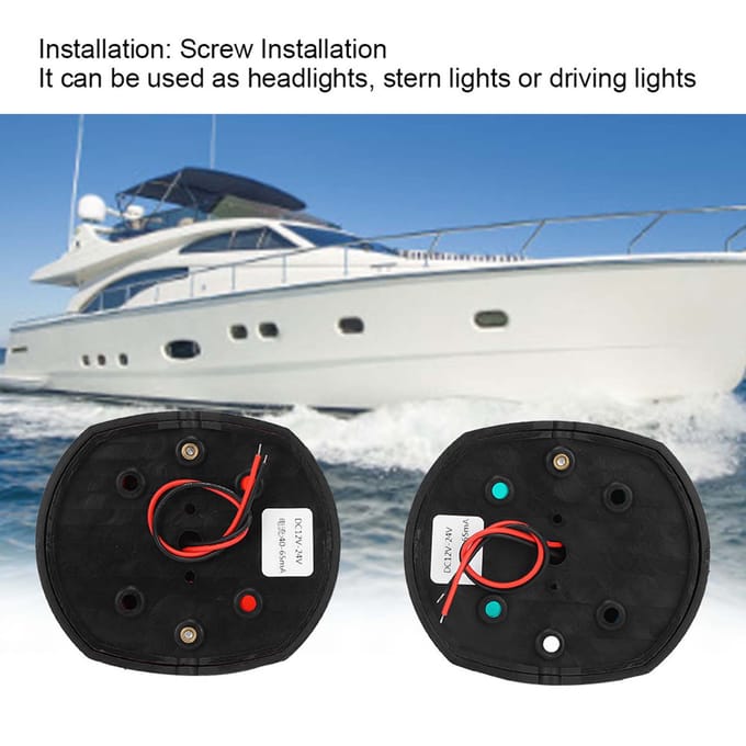 Paar Signaallamp Bolvormig Rood Groen LED Waterdicht Boot Navigatielicht DC12V24V 3WZwart zwart