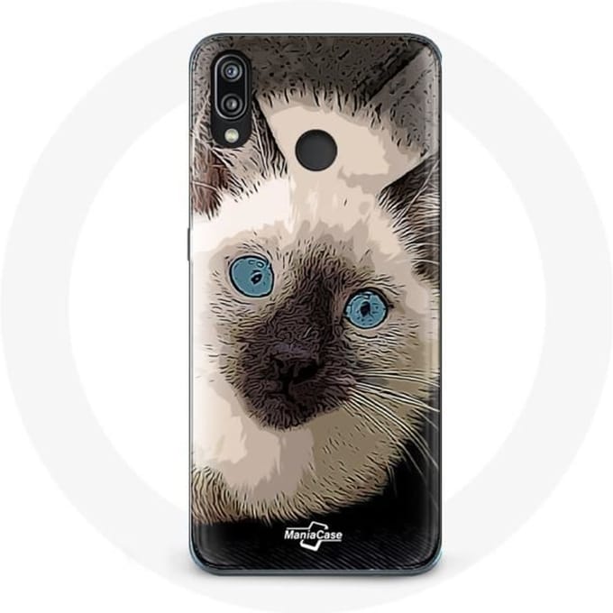 Hoesje voor Huawei P20 Lite Zwart-witte Siamese kat met blauwe ogen