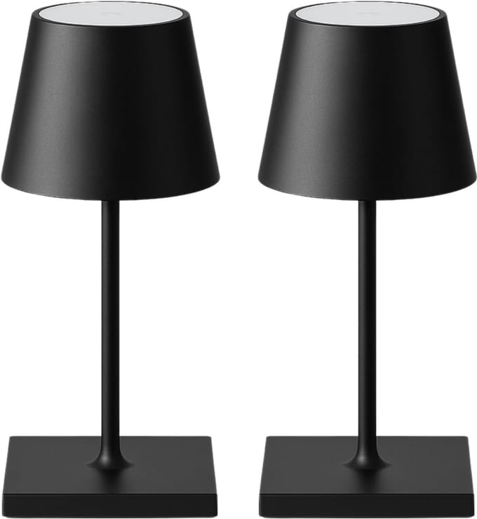 2 Stuks - Oplaadbare Tafellamp - Dimbaar - Bureaulamp - 26CM - Zwart