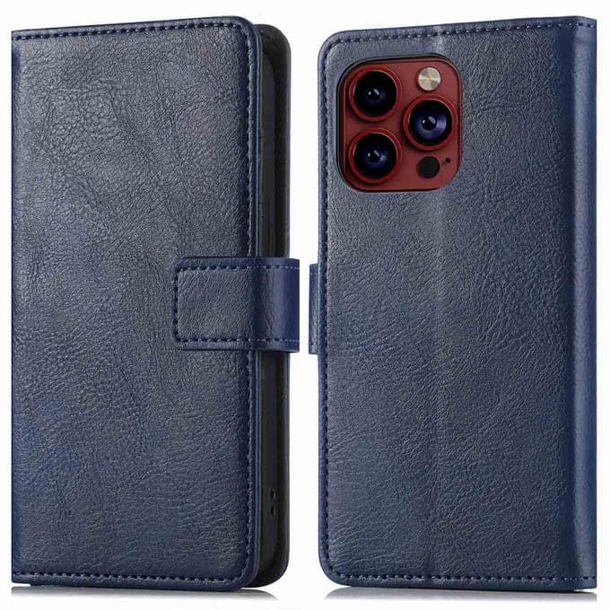 imoshion Hoesje - Geschikt voor Apple iPhone 15 Pro - Luxe Bookcase - Donkerblauw