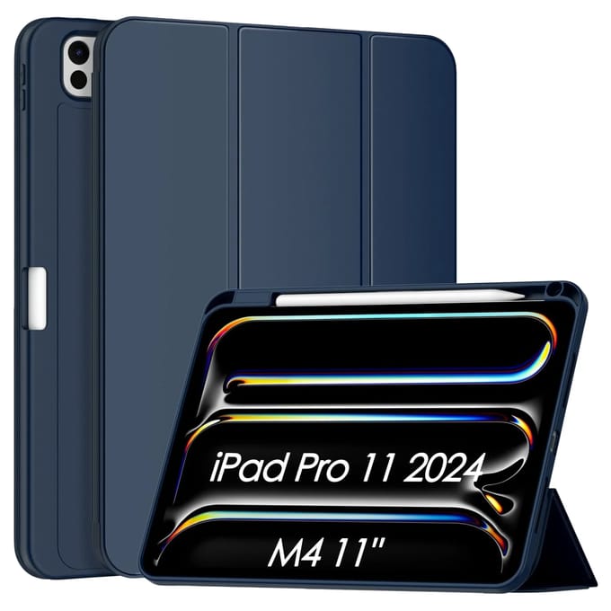 11 iPad Pro Wake Up Display Case, marineblauwe hoes, Smart Case 360° bescherming, Apple Pencil