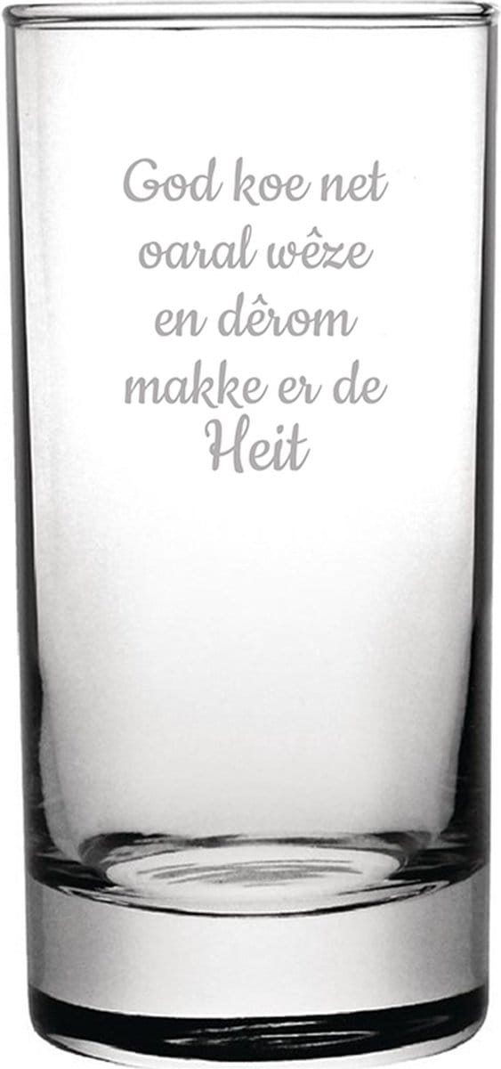 Longdrinkglas gegraveerd - 28,5cl - God koe net oaral wêze en dêrom makke er de Heit