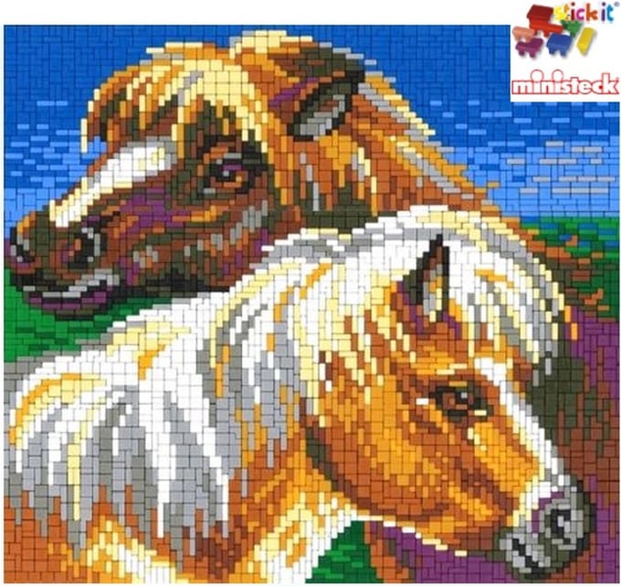 Stick-it Pony's in de weide, ca. 4.500 steentjes, compatible met Ministeck