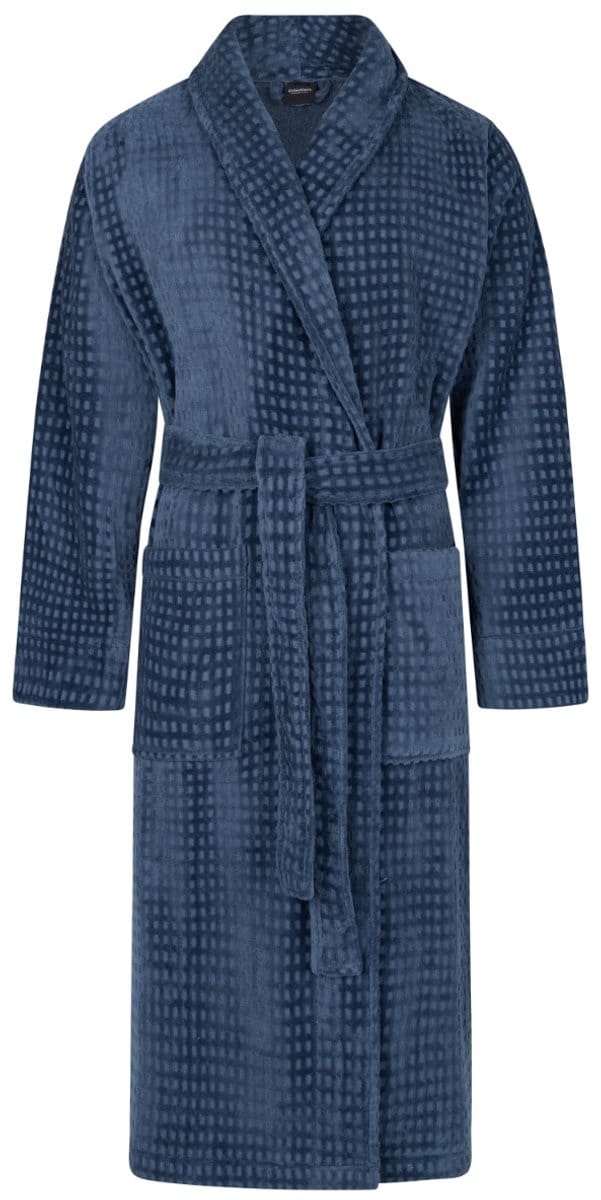 Linolux Platinium Unisex velours badjas - Denimblauw - M
