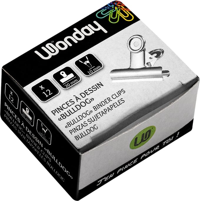 Wonday papierklem/brievenklem van metaal, kleur: nickel, (B)60 mm, 12 st.