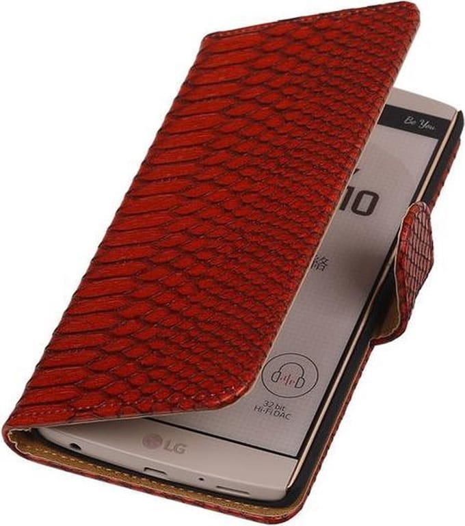 LG V10 - Slang Rood Bookstyle Wallet Hoesje