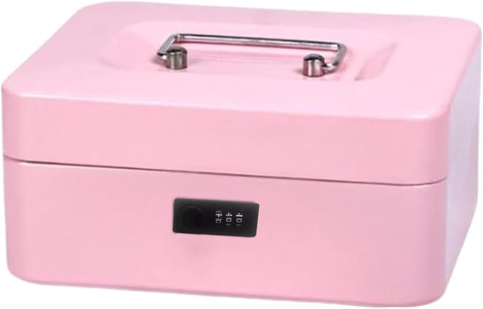 Draagbare Kluis - Veiligheid Box - Waardevolle Spullen Opslag - Code Beveiligingssysteem - 9.4x16.4x9.4 cm - Roze