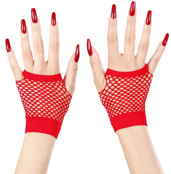 Vingerloze nethandschoenen rood