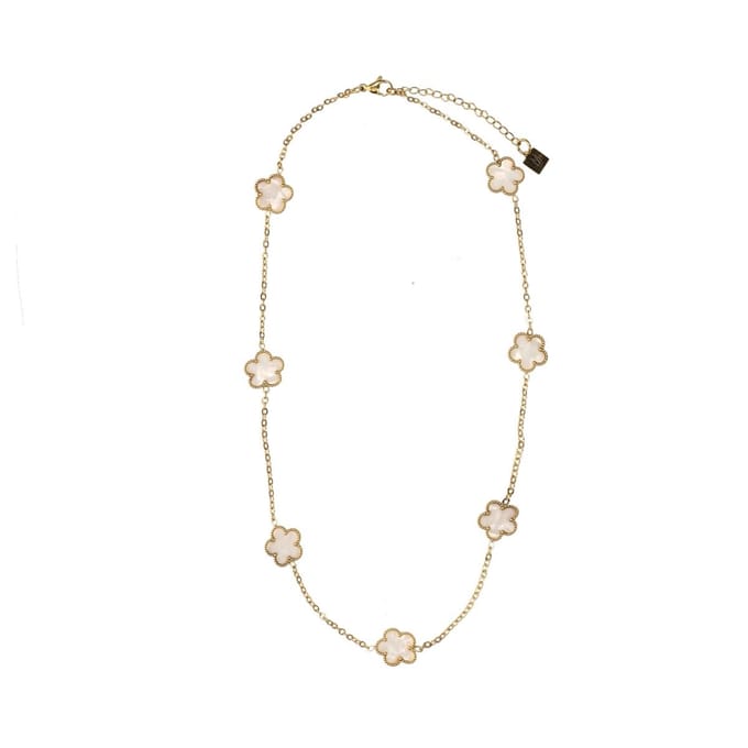 Manfield - Dames - Goudkleurige bloemetjes ketting - Maat 1