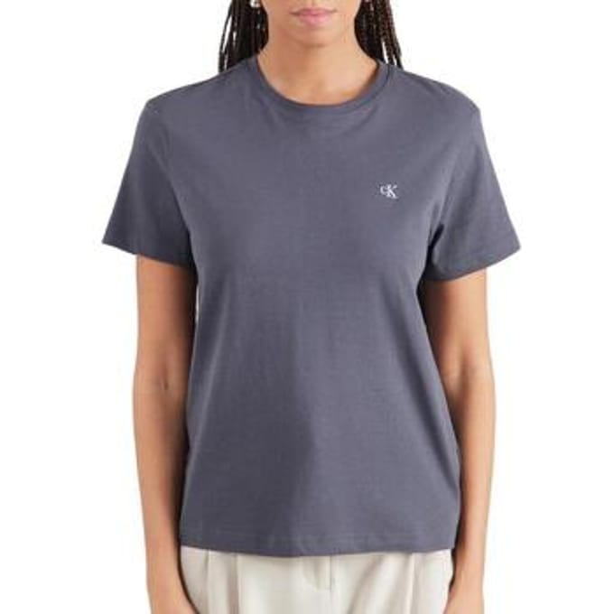 Calvin Klein Short Sleeve Monogram Crew Tee Ebony Größe: S | Hemden Outlet | Damen | Schwarz