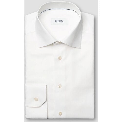 Eton Overhemd Subtle Texture Semi-Solid Color Organic Cotton Signature Oxford Wit / male