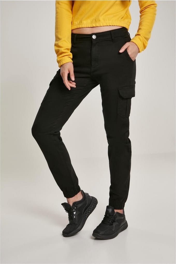 Urban Classics - High Waist Cargobroek - Taille, 32 inch - Zwart