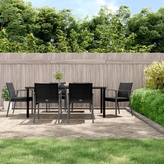 vidaXL - 7-delige - Tuinset - met - kussens - poly - rattan - en - staal