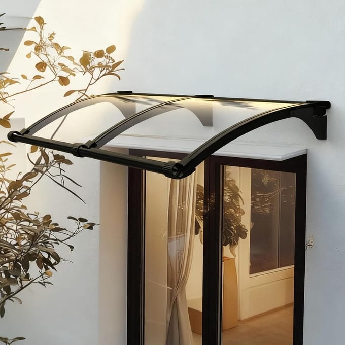 Voordeur Afdak - Huisdeur Overkapping - Bescherming Buiten - Slagvast Polycarbonaat - 80x180cm - Transparant