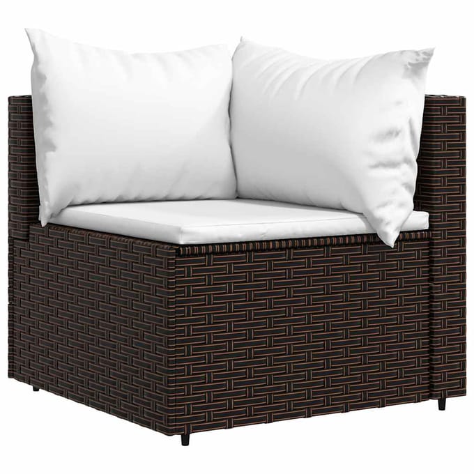 vidaXL - Tuinhoekbanken - met - kussens - 2 - st - poly - rattan - bruin