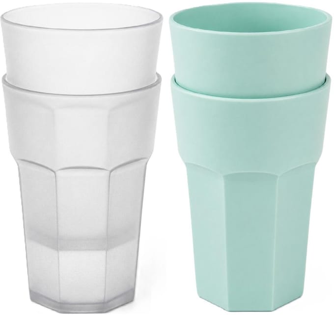 Plasticforte onbreekbare drinkglazen - 10x stuks - kunststof/plastic - mix van twee kleuren - 521 ml - 13 cm