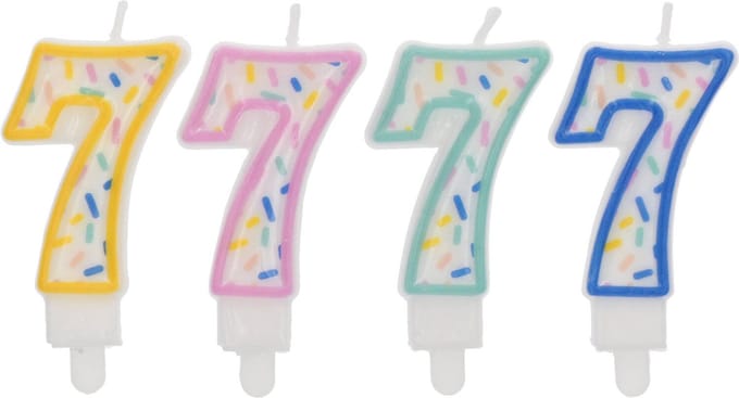 Folat - Kaars Sprinkles Cijfer 7 Assorti - 9 cm