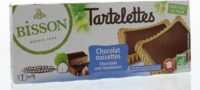 Bisson Tartelette chocolade hazelnoot 150 gram