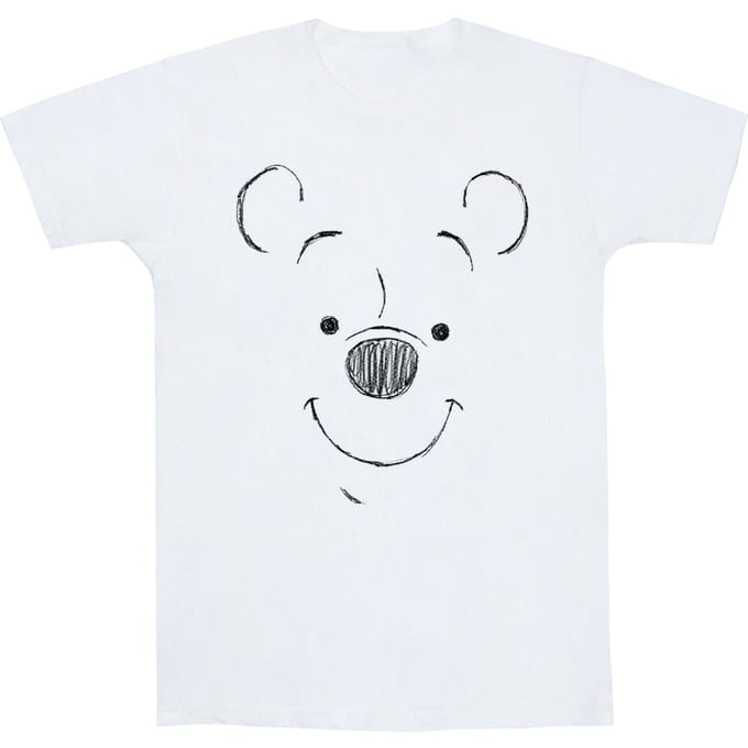 Disney Heren Winnie De Poeh Winnie De Poeh Gezicht T-Shirt (Wit)