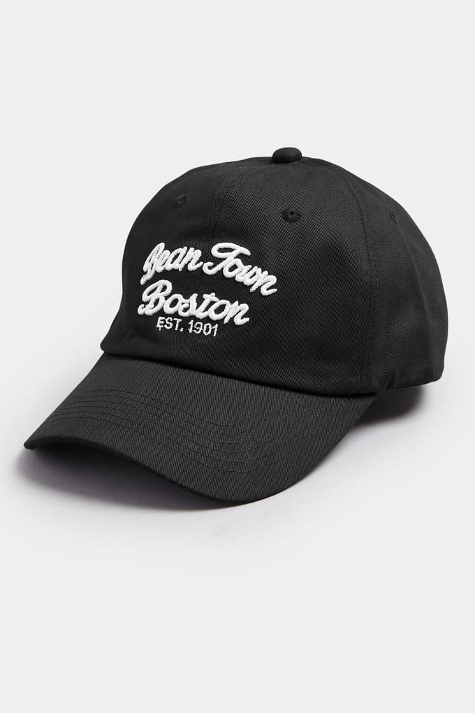 Yours Zwarte Baseballpet Met 'Boston'slogansize One Size