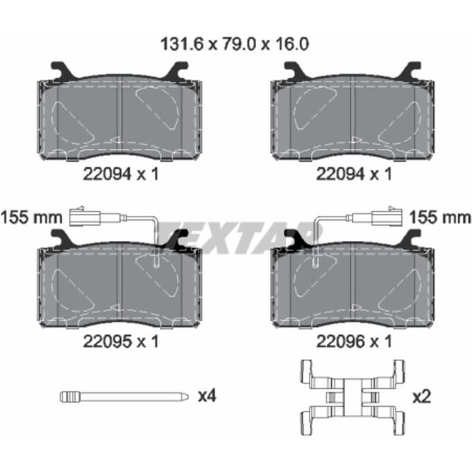 Remblokset TEXTAR 2209401, voor