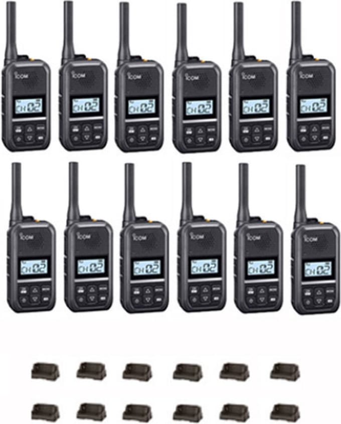 Set van 12 Icom IC-U20SR IP54 mini Portofoon met tafel lader