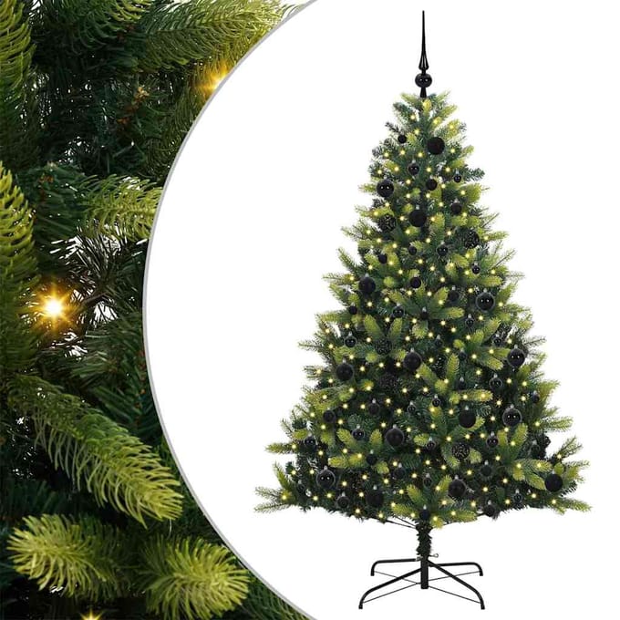 vidaXL - Kunstmatige - Scharnierende - Kerstboom - 300 - LEDs - Groen - 180 - cm