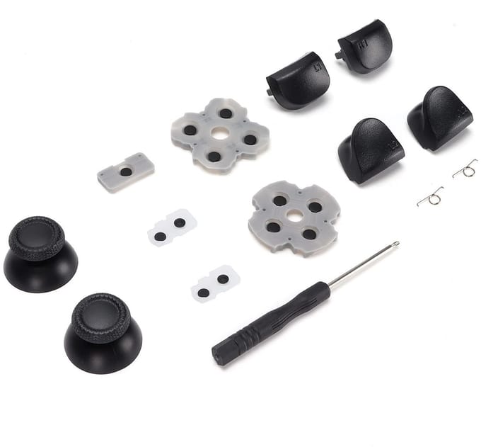 Allecto - Controller-vervangingsset - Vervangende Knoppen - Inclusief Schroevendraaier - Rubberen Kussentjes - Voor Game Controllers