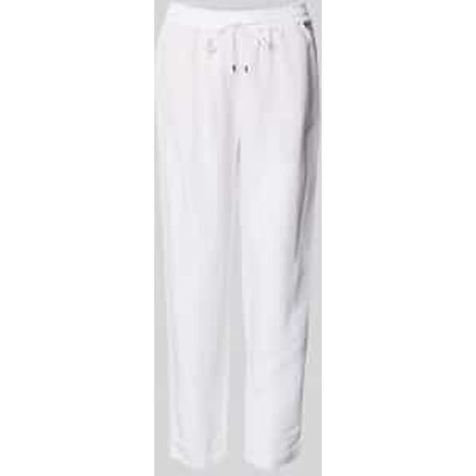 straight fit stoffen broek van viscosemix met linnenaandeel