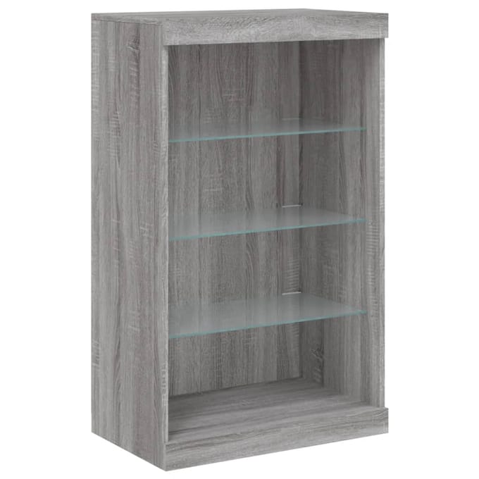 vidaXL - Dressoir - met - LED-verlichting - 60,5x37x100 - cm - grijs - sonoma - eiken