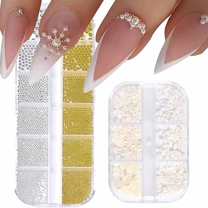 Halfronde Nail Art Perlen voor Nageldecoratie - Mini Kaviaar en Strass