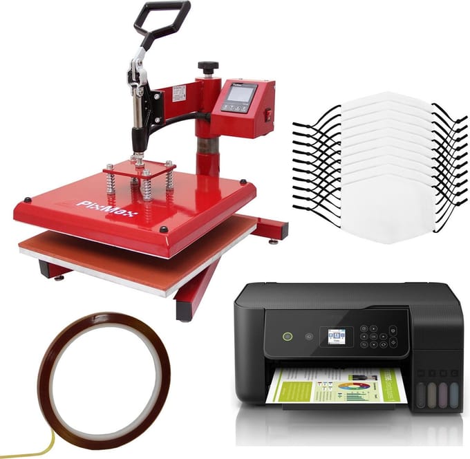 Bundel mondkapjes - wit - medium - incl. hittepers & eco tank printer