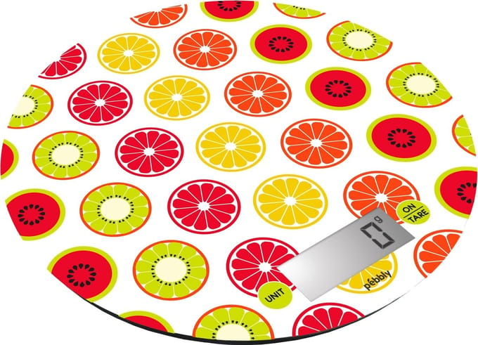 Pebbly - Keukenweegschaal Rond - Aluminium - Geel