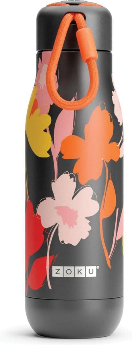 Thermosfles RVS, 500 ml, Zwart Bloem Design- Zoku | Hydration
