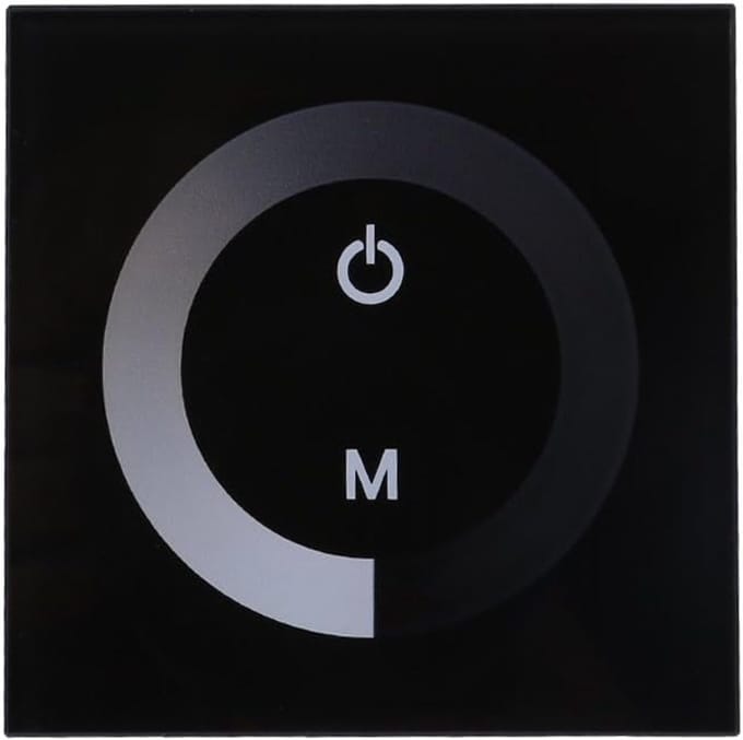 Wandgemonteerde Touch Panel Controller voor LED Stripverlichting - Dimmer Schakelaar DC 12V-24V, Enkel Kleur, Zwart