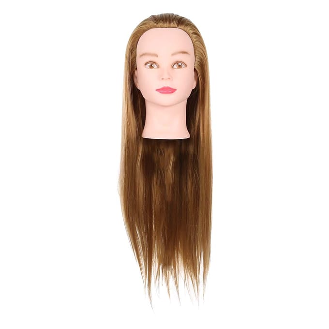 Pruik Haar Mannequin Hoofd Haarstyling Vlechten Salon Training Oefenhoofd Model 70cm beige