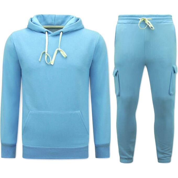 Joggingpak Heren Volwassenen - Oversized Huispak - Dik Geweven - Blauw