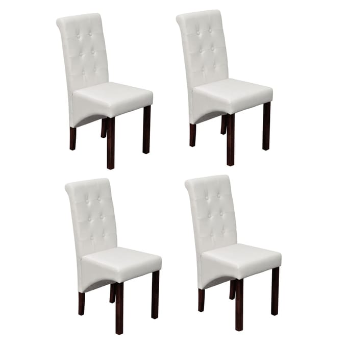 vidaXL - Eetkamerstoelen - 4 - st - kunstleer - wit