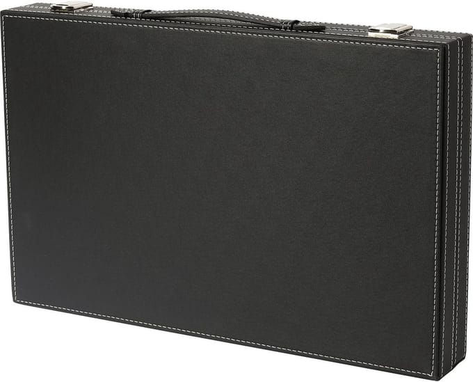 Backgammon spel - Denkspel - Strategisch Spel - Ingelegd Vilt - 38 x 24 cm - Zwart